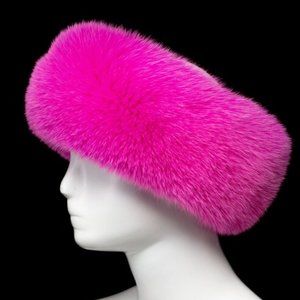 NWOT Hot Pink Real Fox Headband/Scarf